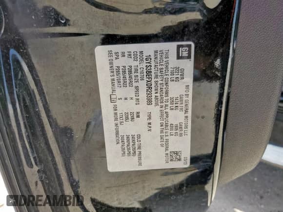 2013 Cadillac Escalade Luxury with VIN 1GYS3BEFXDR293989, listed as a Copart auction lot 62571475 with Not provided miles and Salvage title. Bid and sale history available at DreamBid. Image 14.