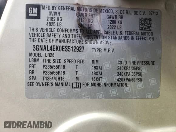 2014 Chevrolet Captiva Sport LTZ с VIN 3GNAL4EK0ES512927, выставлен на аукционе Copart как лот 68878054 с пробегом 137 065 миль миль и Списание • Salvage title. История ставок и продаж доступна на DreamBid. Изображение 15.