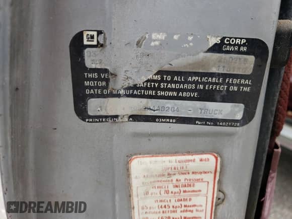 1981 Chevrolet El Camino с VIN 1GCCW80J5BR448204, выставлен на аукционе Copart как лот 53005085 с пробегом 61 889 миль миль и Чистый • Clean title. История ставок и продаж доступна на DreamBid. Изображение 12.