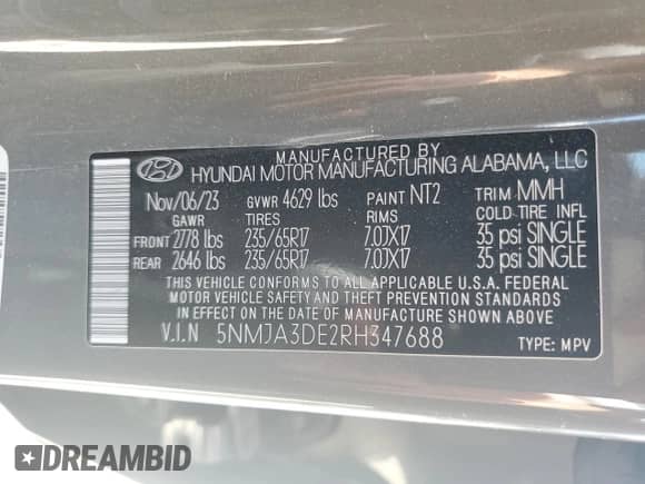 2024 Hyundai Tucson SE z VIN 5NMJA3DE2RH347688, wystawiony jako Copart lot #62995455 z przebiegiem 36 559 mil mil oraz Nie do naprawy • Non repairable. Historia ofert i sprzedaży dostępna na DreamBid. Obrazek 13.