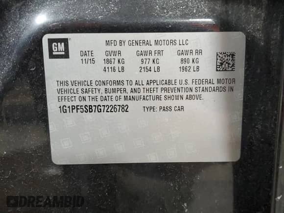 2016 Chevrolet Cruze LT with VIN 1G1PF5SB7G7226782, listed as a Copart auction lot 49688295 with 50,911 mi miles and Salvage title. Bid and sale history available at DreamBid. Image 13.