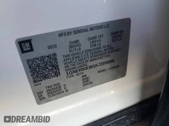 2019 Chevrolet Traverse Premier с VIN 1GNERKKW1KJ305696, выставлен на аукционе Copart как лот 70710375 с пробегом 118 993 миль миль и Списание • Salvage title. История ставок и продаж доступна на DreamBid. Изображение 14.