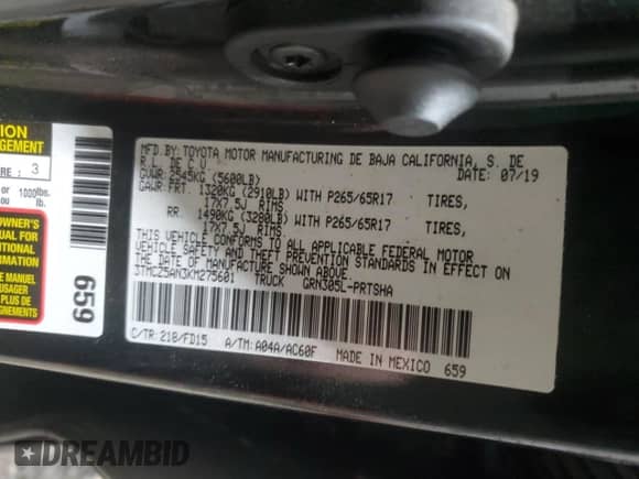 2019 Toyota Tacoma TRD Off Road z VIN 3TMCZ5AN3KM275601, wystawiony jako Copart lot #89717775 z przebiegiem 28 854 mil mil oraz Szkoda całkowita • Salvage title. Historia ofert i sprzedaży dostępna na DreamBid. Obrazek 13.