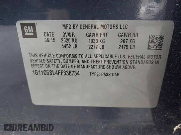 2015 Chevrolet Malibu LT z VIN 1G11C5SL4FF336734, wystawiony jako IAAI lot #43313686 z przebiegiem 234 138 mil mil oraz . Historia ofert i sprzedaży dostępna na DreamBid. Obrazek 9.