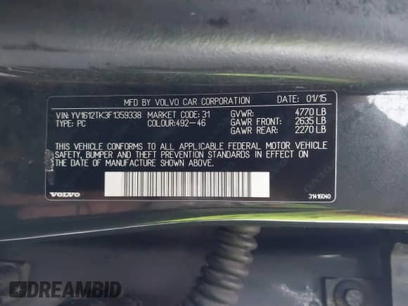 2015 Volvo S60 T5 Premier с VIN YV1612TK3F1359338, выставлен на аукционе IAAI как лот 41645209 с пробегом 106 822 миль миль и . История ставок и продаж доступна на DreamBid. Изображение 9.