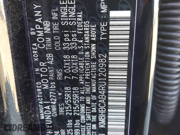 2024 Hyundai Kona SEL с VIN KM8HBCAB4RU120982, выставлен на аукционе Copart как лот 83154244 с пробегом 7 606 миль миль и Списание • Salvage title. История ставок и продаж доступна на DreamBid. Изображение 15.