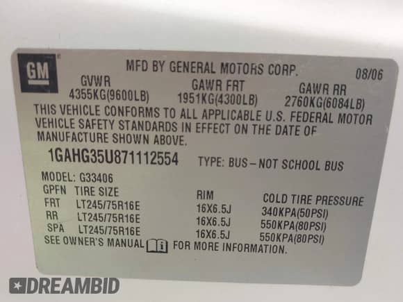 2007 Chevrolet Express Passenger с VIN 1GAHG35U871112554, выставлен на аукционе IAAI как лот 43154312 с пробегом 375 501 миль миль и . История ставок и продаж доступна на DreamBid. Изображение 9.