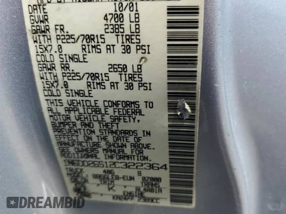 2002 Nissan Frontier XE with VIN 1N6DD26S12C322364, listed as a Copart auction lot 66369225 with 244,545 mi miles and Non repairable. Bid and sale history available at DreamBid. Image 12.