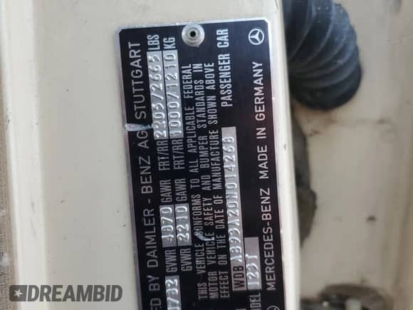 1983 Mercedes-Benz 300 с VIN WDBAB93A2DN014268, выставлен на аукционе Copart как лот 69980445 с пробегом 31 726 миль миль и Списание • Salvage title. История ставок и продаж доступна на DreamBid. Изображение 12.