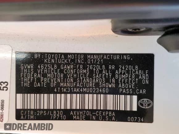 2021 Toyota Camry Hybrid XSE with VIN 4T1K31AK4MU023460, listed as a Copart auction lot 70783095 with 93,200 mi miles and Salvage title. Bid and sale history available at DreamBid. Image 12.