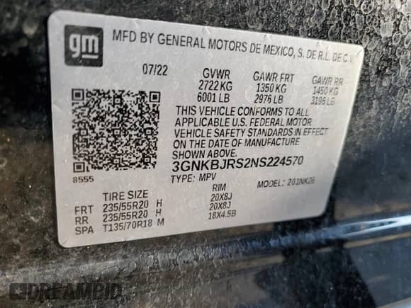 2022 Chevrolet Blazer LT z VIN 3GNKBJRS2NS224570, wystawiony jako Copart lot #66001035 z przebiegiem 21 860 mil mil oraz Szkoda całkowita • Salvage title. Historia ofert i sprzedaży dostępna na DreamBid. Obrazek 14.