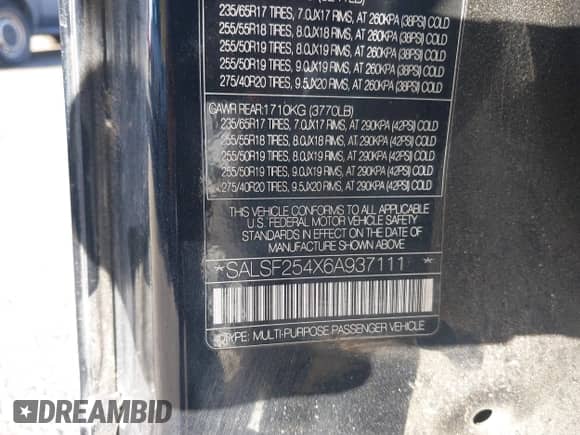 2006 Land Rover Range Rover Sport HSE with VIN SALSF254X6A937111, listed as a IAAI auction lot 43497668 with 155,608 mi miles and . Bid and sale history available at DreamBid. Image 9.