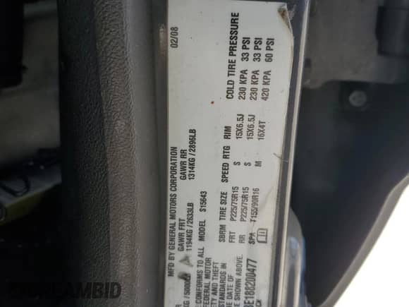2008 Chevrolet Colorado 1LT с VIN 1GCCS33E188200477, выставлен на аукционе Copart как лот 57143695 с пробегом 181 878 миль миль и Списание • Salvage title. История ставок и продаж доступна на DreamBid. Изображение 12.