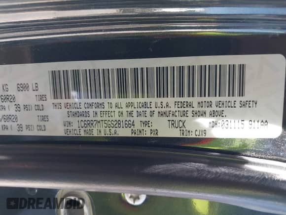 2016 Ram 1500 Sport with VIN 1C6RR7MT5GS281664, listed as a IAAI auction lot 43045630 with 121,657 mi miles and . Bid and sale history available at DreamBid. Image 9.