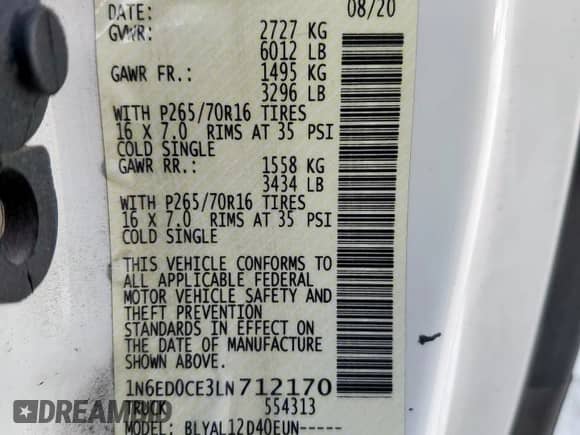 2020 Nissan Frontier S z VIN 1N6ED0CE3LN712170, wystawiony jako Copart lot #63699605 z przebiegiem 69 902 mil mil oraz Szkoda całkowita • Salvage title. Historia ofert i sprzedaży dostępna na DreamBid. Obrazek 13.