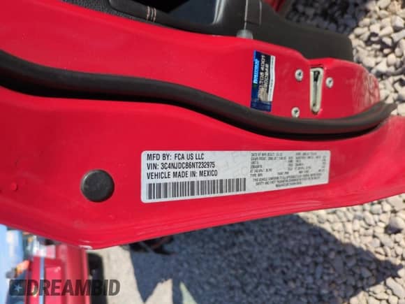 2022 Jeep Compass (RED) Edition with VIN 3C4NJDCB6NT232975, listed as a Copart auction lot 58594595 with Not provided miles and Salvage title. Bid and sale history available at DreamBid. Image 12.