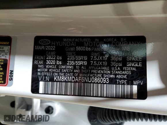 2022 Hyundai Ioniq 5 SE с VIN KM8KMDAF6NU086093, выставлен на аукционе Copart как лот 46155633 с пробегом 13 384 миль миль и . История ставок и продаж доступна на DreamBid. Изображение 13.