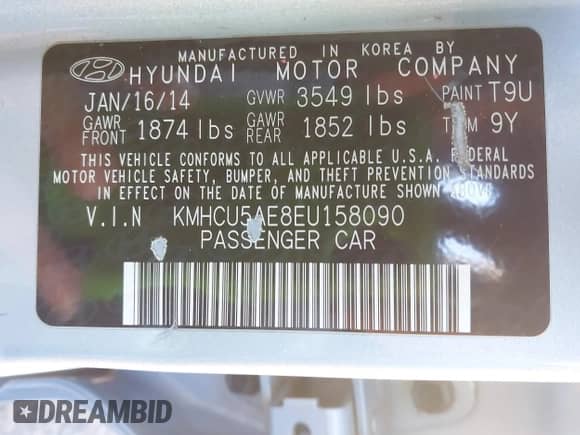 2014 Hyundai Accent SE с VIN KMHCU5AE8EU158090, выставлен на аукционе IAAI как лот 43502352 с пробегом 64 893 миль миль и . История ставок и продаж доступна на DreamBid. Изображение 9.