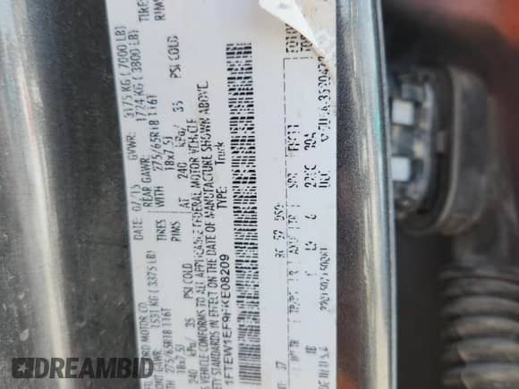 2015 Ford F-150 XLT с VIN 1FTEW1EF9FKE08209, выставлен на аукционе Copart как лот 71916325 с пробегом 182 584 миль миль и Списание • Salvage title. История ставок и продаж доступна на DreamBid. Изображение 13.