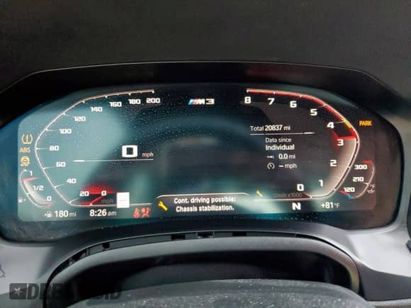 2022 BMW M3 с VIN WBS53AY00NFL69414, выставлен на аукционе Copart как лот 56753065 с пробегом 20 837 миль миль и Списание • Salvage title. История ставок и продаж доступна на DreamBid. Изображение 9.