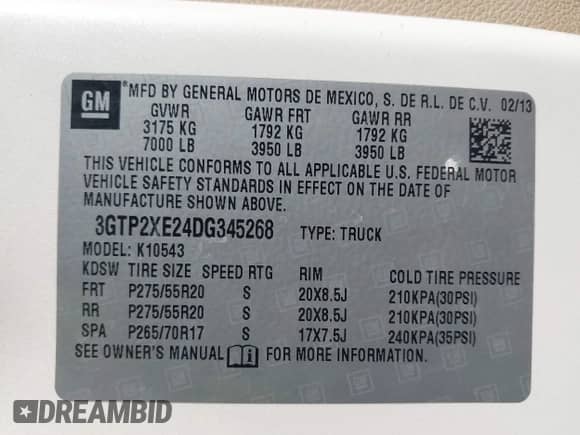 2013 GMC Sierra 1500 Denali z VIN 3GTP2XE24DG345268, wystawiony jako IAAI lot #43357777 z przebiegiem 168 765 mil mil oraz . Historia ofert i sprzedaży dostępna na DreamBid. Obrazek 9.