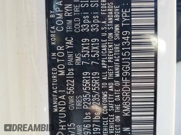 2016 Hyundai Santa Fe SE с VIN KM8SRDHF9GU151349, выставлен на аукционе Copart как лот 47440735 с пробегом 118 649 миль миль и Чистый • Clean title. История ставок и продаж доступна на DreamBid. Изображение 13.