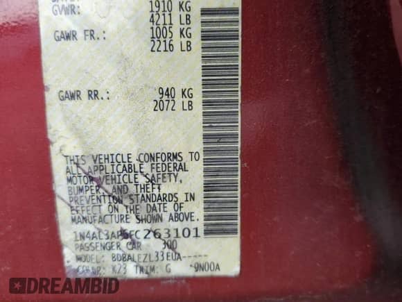 2015 Nissan Altima 2.5 with VIN 1N4AL3AP6FC263101, listed as a Copart auction lot 82356825 with 89,311 mi miles and Salvage title. Bid and sale history available at DreamBid. Image 12.