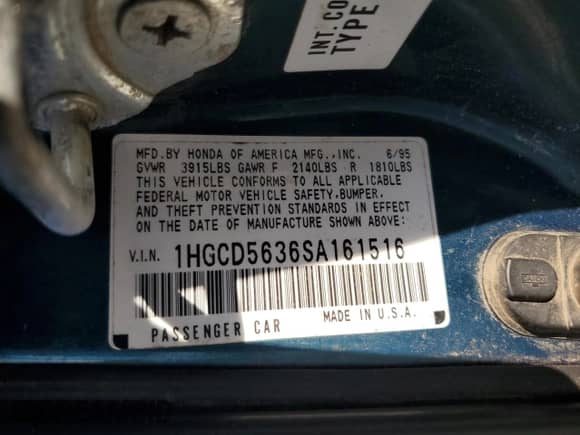 1995 Honda Accord LX z VIN 1HGCD5636SA161516, wystawiony jako Copart lot #80268014 z przebiegiem 201 402 mil mil oraz Szkoda całkowita • Salvage title. Historia ofert i sprzedaży dostępna na DreamBid. Obrazek 14.