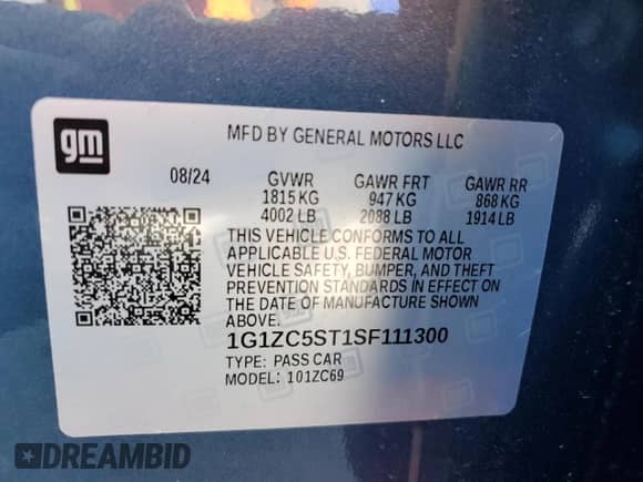 2025 Chevrolet Malibu LS z VIN 1G1ZC5ST1SF111300, wystawiony jako Copart lot #71802495 z przebiegiem 32 967 mil mil oraz Szkoda całkowita • Salvage title. Historia ofert i sprzedaży dostępna na DreamBid. Obrazek 12.