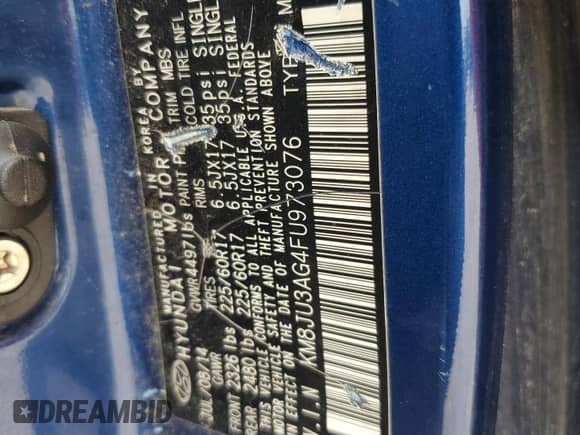 2015 Hyundai Tucson Limited с VIN KM8JU3AG4FU973076, выставлен на аукционе Copart как лот 64350345 с пробегом 181 578 миль миль и Чистый • Clean title. История ставок и продаж доступна на DreamBid. Изображение 13.