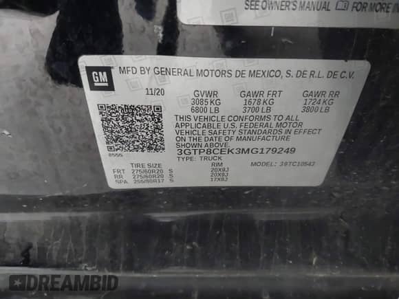 2021 GMC Sierra 1500 Elevation с VIN 3GTP8CEK3MG179249, выставлен на аукционе IAAI как лот 41294699 с пробегом 55 674 миль миль и . История ставок и продаж доступна на DreamBid. Изображение 9.
