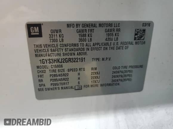 2016 Cadillac Escalade ESV Luxury Collection с VIN 1GYS3HKJ2GR322191, выставлен на аукционе Copart как лот 66327305 с пробегом 149 412 миль миль и Списание • Salvage title. История ставок и продаж доступна на DreamBid. Изображение 13.