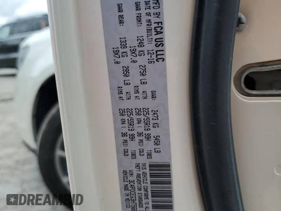 2017 Dodge Journey GT with VIN 3C4PDCEG3HT566162, listed as a Copart auction lot 58539455 with 80,369 mi miles and Salvage title. Bid and sale history available at DreamBid. Image 13.