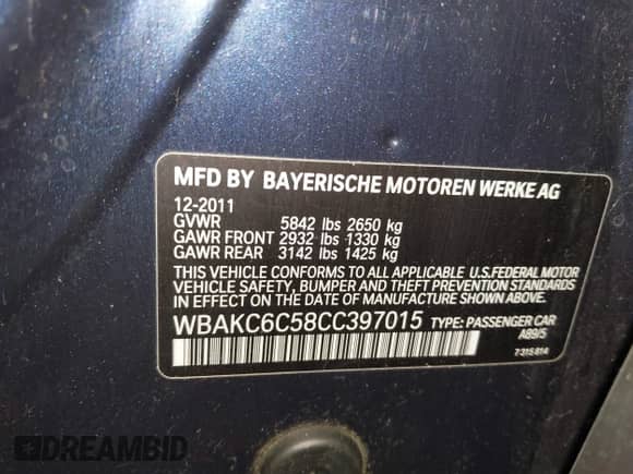 2012 BMW 7 Series 750i xDrive z VIN WBAKC6C58CC397015, wystawiony jako IAAI lot #41283796 z przebiegiem 100 544 mil mil oraz . Historia ofert i sprzedaży dostępna na DreamBid. Obrazek 9.