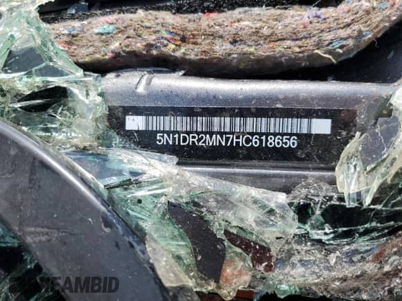 2017 Nissan Pathfinder Platinum z VIN 5N1DR2MN7HC618656, wystawiony jako Copart lot #65750155 z przebiegiem Nie podano mil oraz Szkoda całkowita • Salvage title. Historia ofert i sprzedaży dostępna na DreamBid. Obrazek 13.