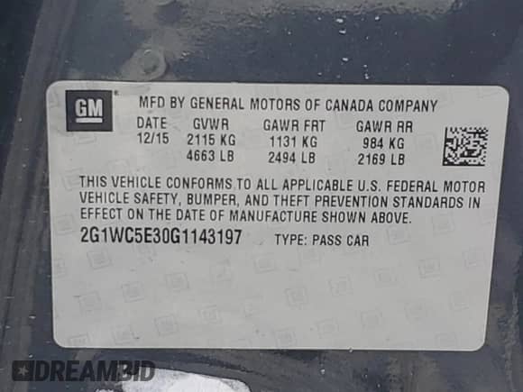 2016 Chevrolet Impala LTZ с VIN 2G1WC5E30G1143197, выставлен на аукционе Copart как лот 48013315 с пробегом 151 420 миль миль и Чистый • Clean title. История ставок и продаж доступна на DreamBid. Изображение 12.