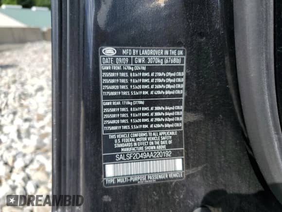 2010 Land Rover Range Rover Sport HSE with VIN SALSF2D49AA220192, listed as a Copart auction lot 64360865 with 155,379 mi miles and Clean title. Bid and sale history available at DreamBid. Image 13.