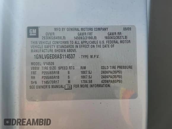 2010 Chevrolet Traverse 2LT with VIN 1GNLVGED8AS114537, listed as a Copart auction lot 84887565 with 147,673 mi miles and Salvage title. Bid and sale history available at DreamBid. Image 13.