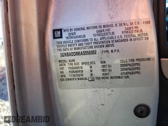 2010 Chevrolet HHR SS с VIN 3GNBADDM6AS556082, выставлен на аукционе Copart как лот 75749024 с пробегом 105 700 миль миль и Чистый • Clean title. История ставок и продаж доступна на DreamBid. Изображение 12.