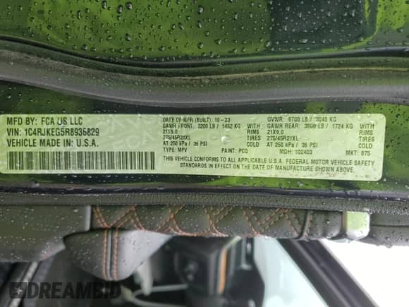 2024 Jeep Grand Cherokee Summit with VIN 1C4RJKEG5R8936829, listed as a Copart auction lot 56877375 with 22,018 mi miles and Salvage title. Bid and sale history available at DreamBid. Image 12.