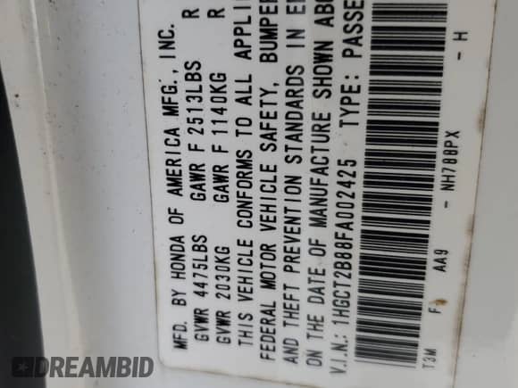 2015 Honda Accord EX-L z VIN 1HGCT2B88FA002425, wystawiony jako Copart lot #86819335 z przebiegiem 116 331 mil mil oraz Szkoda całkowita • Salvage title. Historia ofert i sprzedaży dostępna na DreamBid. Obrazek 12.