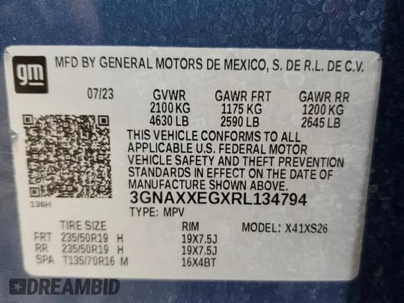 2024 Chevrolet Equinox Premier z VIN 3GNAXXEGXRL134794, wystawiony jako Copart lot #70670205 z przebiegiem 16 972 mil mil oraz Szkoda całkowita • Salvage title. Historia ofert i sprzedaży dostępna na DreamBid. Obrazek 13.