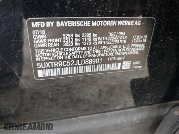 2018 BMW X3 xDrive30i z VIN 5UXTR9C52JLD88901, wystawiony jako Copart lot #70637255 z przebiegiem 89 260 mil mil oraz Szkoda całkowita • Salvage title. Historia ofert i sprzedaży dostępna na DreamBid. Obrazek 13.