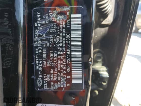 2018 Hyundai Tucson SE с VIN KM8J23A49JU615380, выставлен на аукционе Copart как лот 71984725 с пробегом Не указан миль и Списание • Salvage title. История ставок и продаж доступна на DreamBid. Изображение 14.