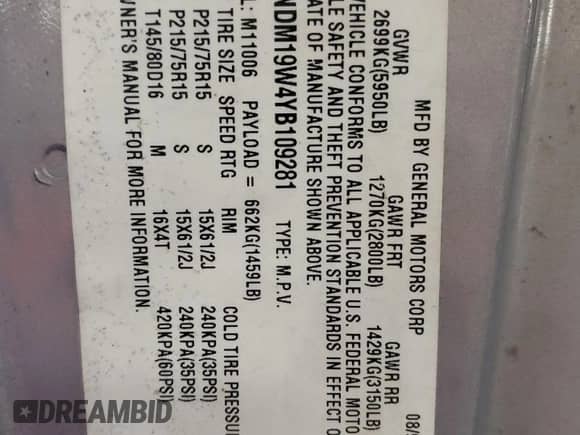 2000 Chevrolet Astro с VIN 1GNDM19W4YB109281, выставлен на аукционе Copart как лот 80818824 с пробегом 145 570 миль миль и На запчасти • Non repairable. История ставок и продаж доступна на DreamBid. Изображение 16.