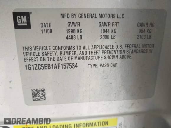 2010 Chevrolet Malibu 1LT с VIN 1G1ZC5EB1AF157534, выставлен на аукционе IAAI как лот 43411968 с пробегом 170 776 миль миль и . История ставок и продаж доступна на DreamBid. Изображение 9.