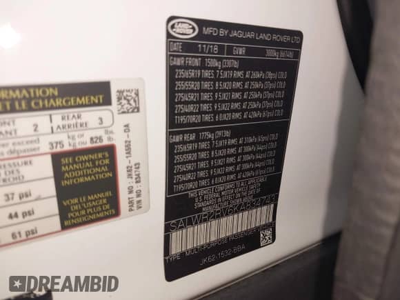 2019 Land Rover Range Rover Sport HSE с VIN SALWR2RV6KA834743, выставлен на аукционе IAAI как лот 43373263 с пробегом 85 317 миль миль и . История ставок и продаж доступна на DreamBid. Изображение 9.