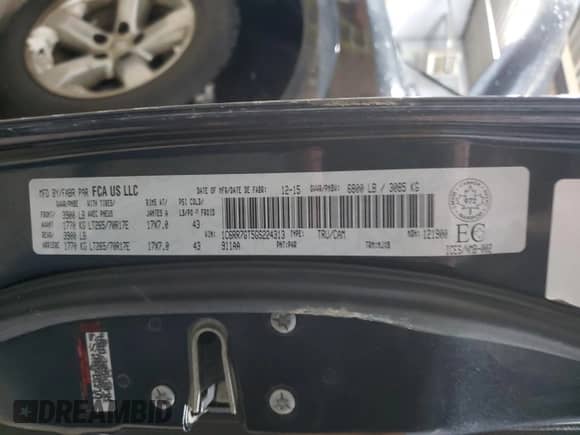 2016 Ram 1500 Outdoorsman with VIN 1C6RR7GT5GS224313, listed as a Copart auction lot 43775215 with 190,739 mi miles and Salvage title. Bid and sale history available at DreamBid. Image 14.