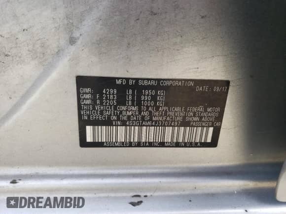 2018 Subaru Impreza Special Sports with VIN 4S3GTAM64J3707497, listed as a Copart auction lot 61458075 with 102,430 mi miles and Salvage title. Bid and sale history available at DreamBid. Image 12.