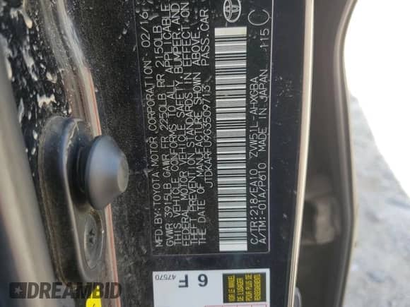2016 Toyota Prius Three z VIN JTDKARFU9G3509713, wystawiony jako Copart lot #64171375 z przebiegiem 187 203 mil mil oraz Szkoda całkowita • Salvage title. Historia ofert i sprzedaży dostępna na DreamBid. Obrazek 13.
